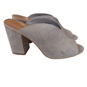 Abound Gray Faux Suede Open Toe Heeled Mule Women's Size 8 Minimalist Bohemian